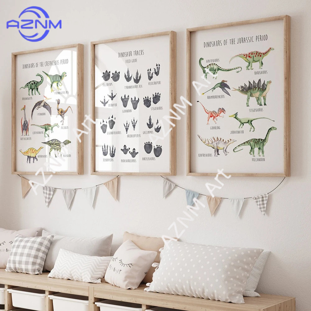 Kids Educational Game - 1/3 pezzi, poster educativo con dinosauri