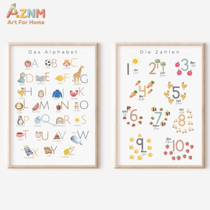 Kids Home Education - AZNM Stampa su tela con alfabeto